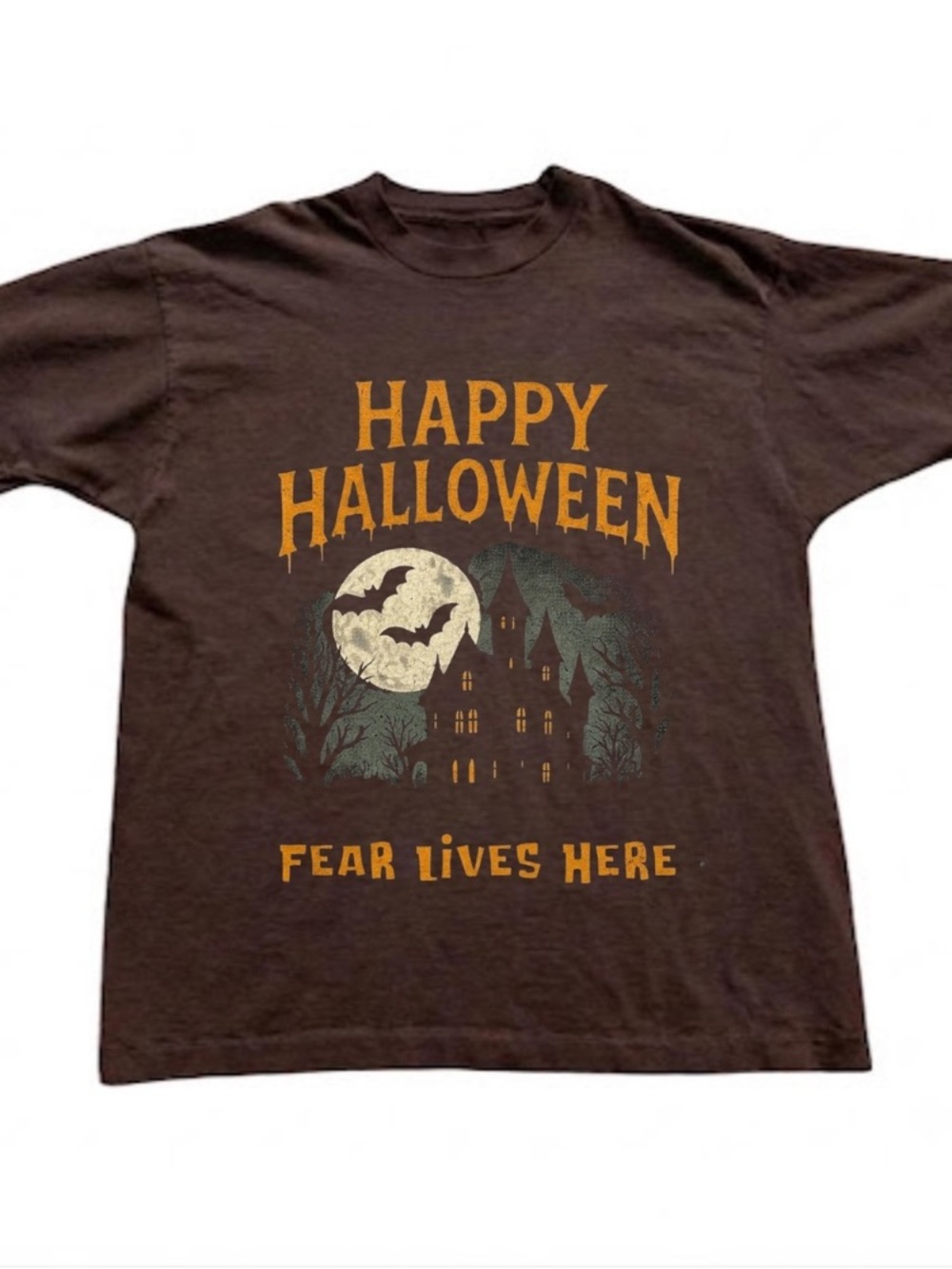Halloween 'Fear Lives Here' Graphic T-Shirt - Dark Chocolate